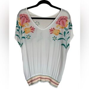 Desigual White Floral Short Sleeve Top
